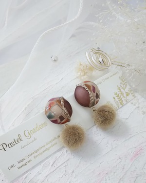 サークルピアスorイヤリング×秋のフィレンツェ風タイルネイル【アクセサリーとネイルチップリンクセット】〈s1〉