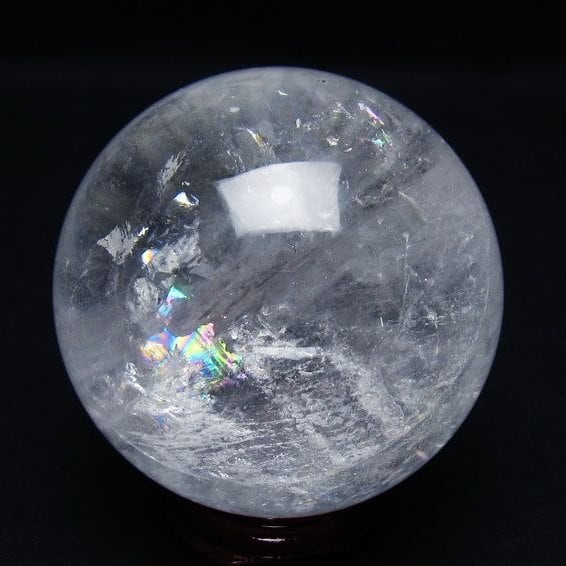 水晶 丸玉 虹入り 66mm スフィア 置物 水晶玉 一点物 151-8976