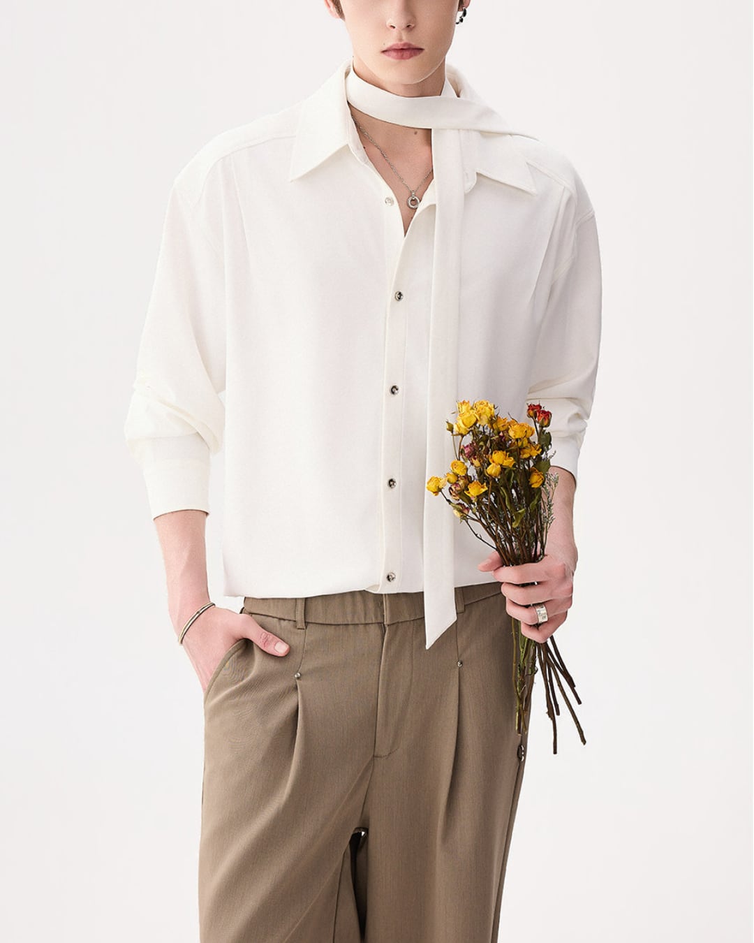 French Tie Drape Shirt