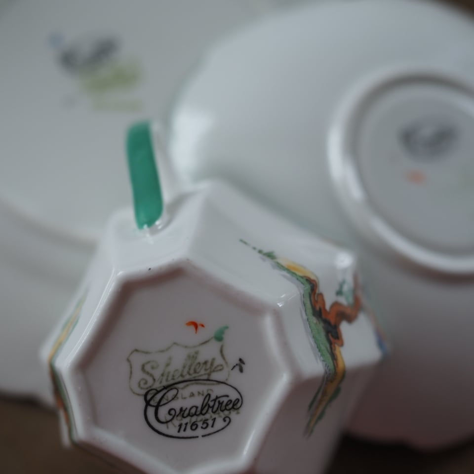 美品】シェリーShelleyクイーンアン クラブツリー トリオ カップ