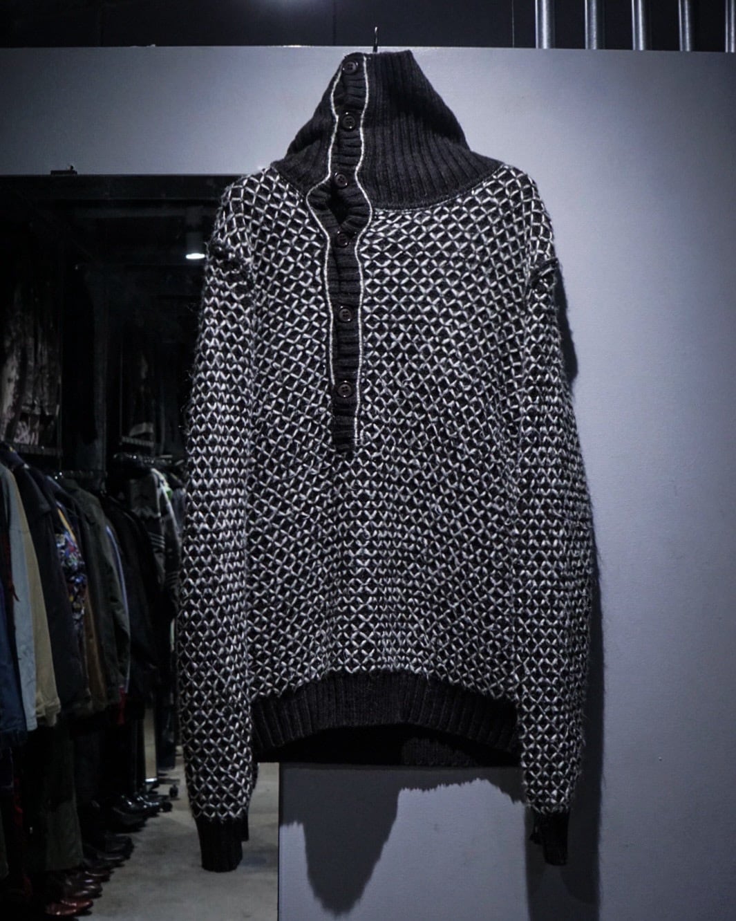 古着　ニット　caka add(C)vintage】Layered Design Euro Vintage High-Neck Knit | Caka