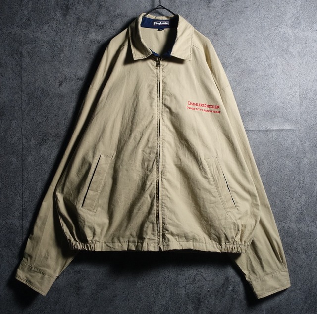 90s “KingLouie” Beige Corporate Embroidered Design Swing Top Blouson