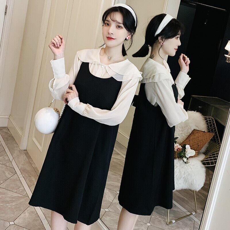 【新作】【送料無料】 905＃2PCS / Set Autumn Maternity Dress Sweet Shirts + Vest Dress Suits Clothes Pregnant Women Pregnancy シャツ 大人ガーリー スウィート キュート カジュアル オータム 秋物 AL expec498910834455