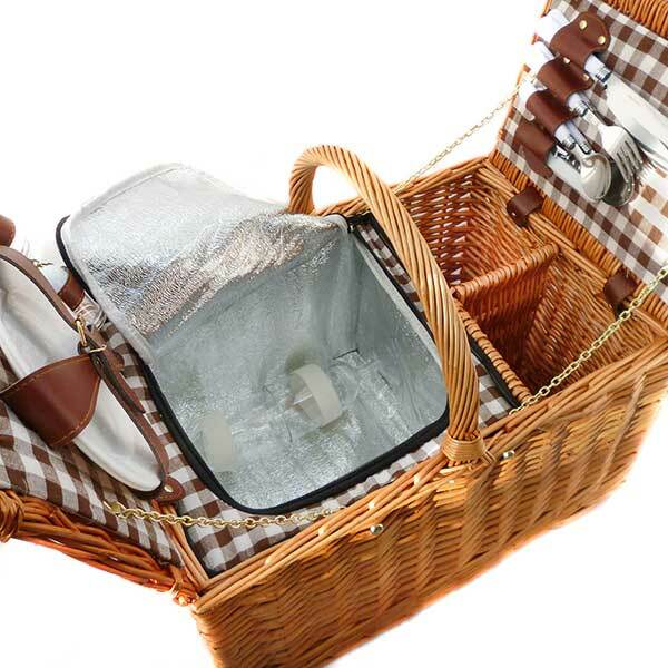 ciel様専用 ピクニックバスケット奥開き蓋 レザーハンドル 足付き