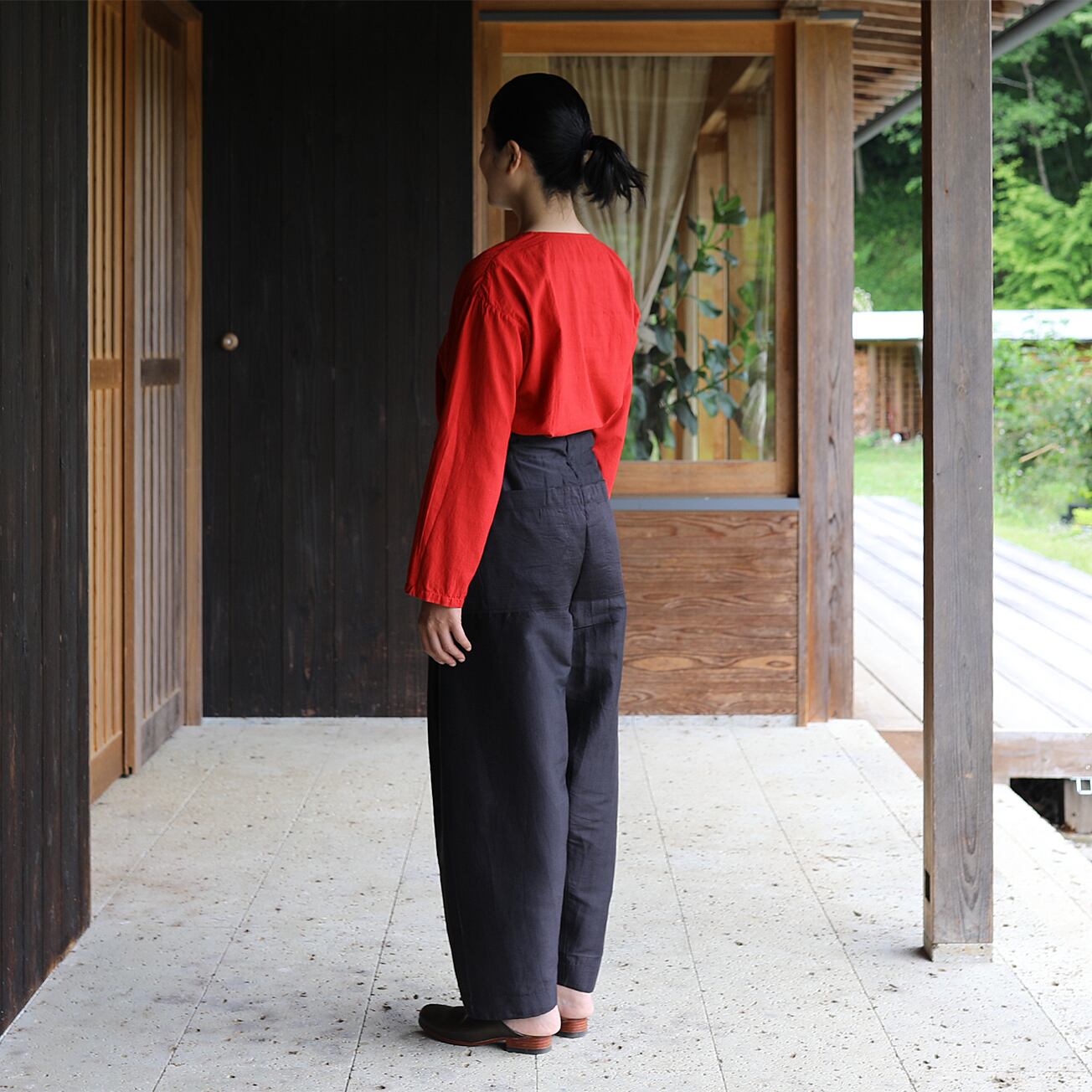 えみおわす 太ボンタンパンツM リネン生成 ボンタンパンツ、新しい布  