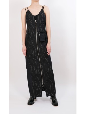 D-01 Jacquard Zip Camisole dress <LIGHT GRAY/ BROWN / BLACK>