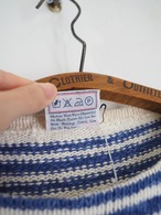 1990’s USA Cotton Linen Border Stripe Knit Sweater／38