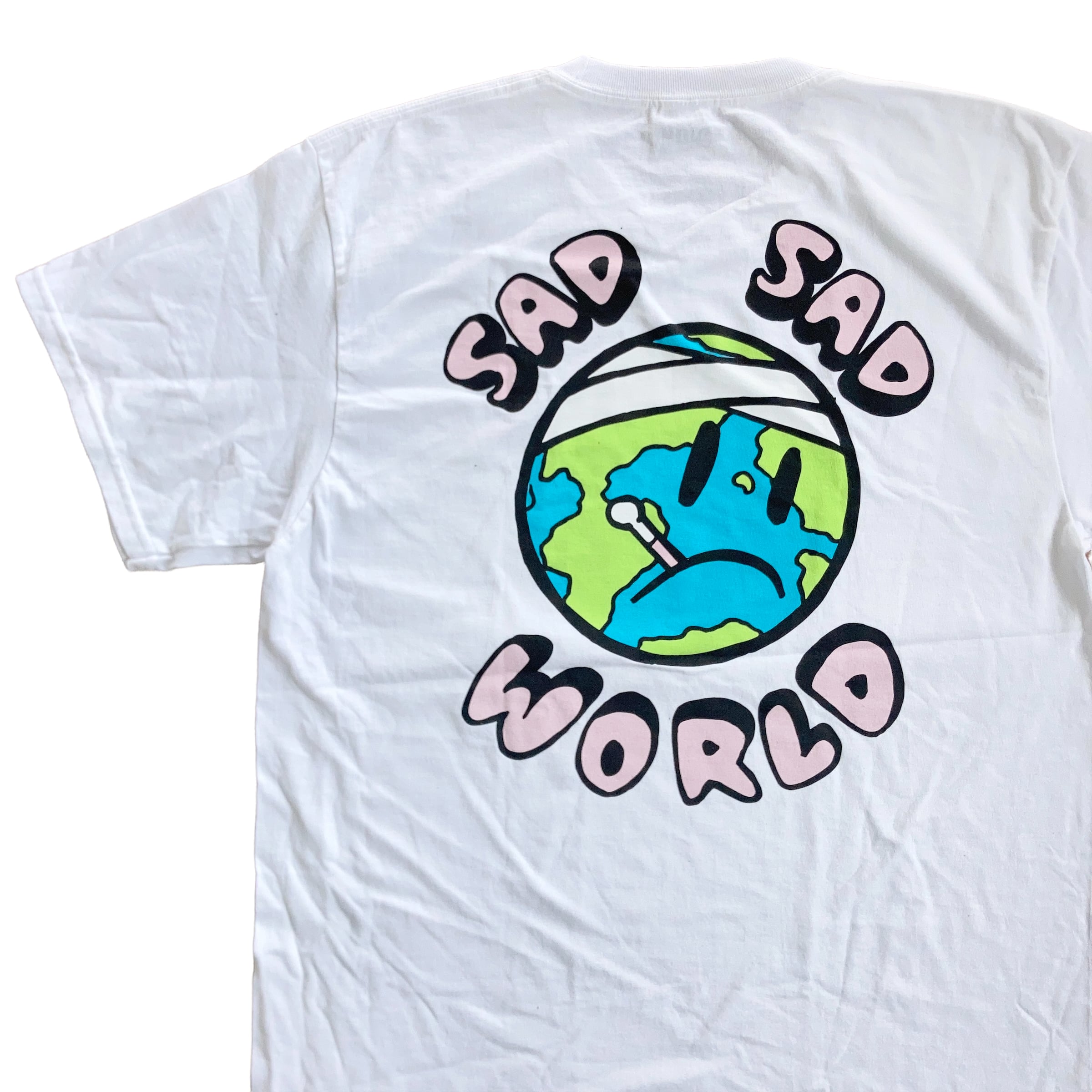 aLaB" SAD WORLD バックプリントTシャツ ホワイト SIZE Lアメリカ