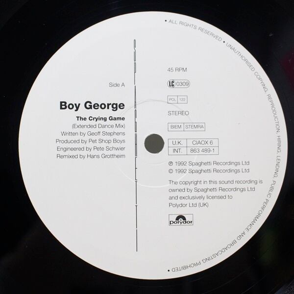 Boy George / The Crying Game [CIAOX 6, 863 489-1] - 画像3