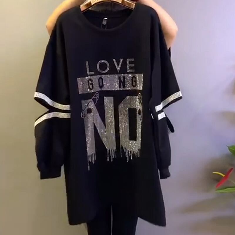 スプリングルーズラウンドネックセーター ドレス ロング 大きめサイズ 春物 Oネック ミックスインファッション22655778380