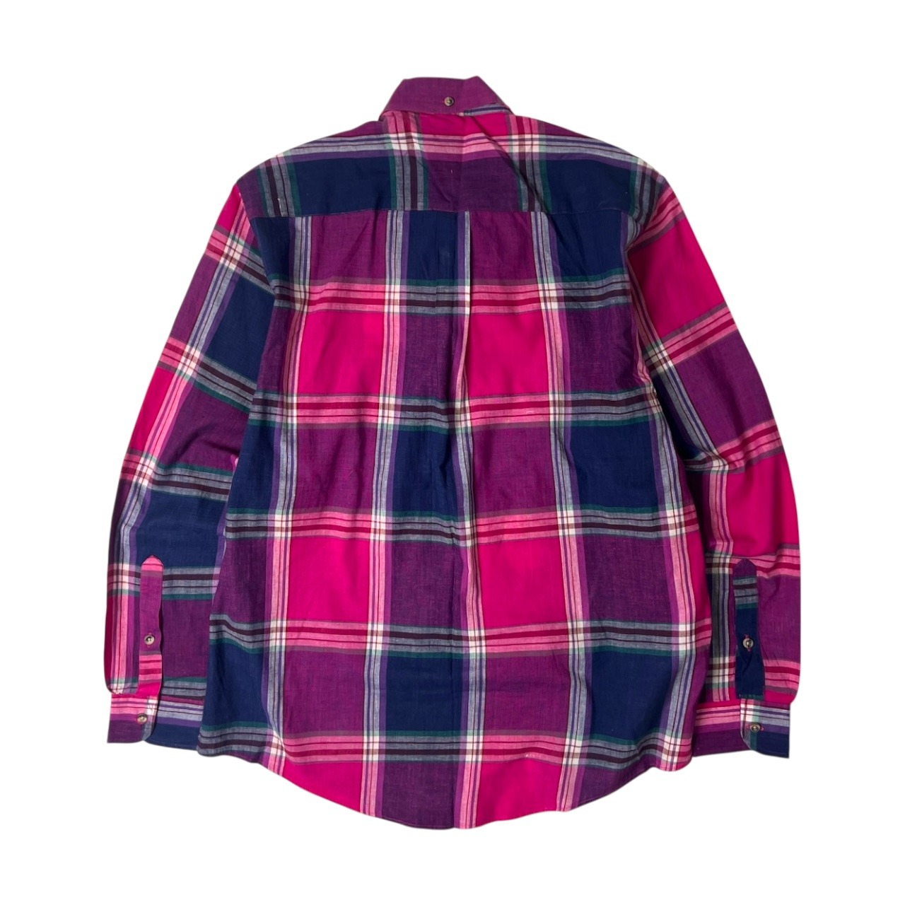 Stanley Blacker スタンリーブラッカー マドラスチェック柄 BD コットン 長袖シャツ L/ピンク系