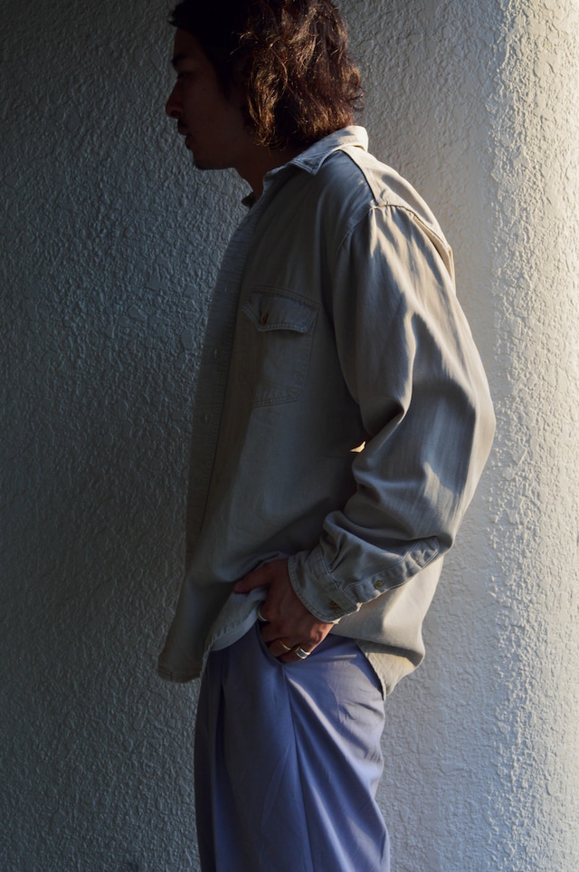 Eddie Bauer 1980's Eikhorn Twill Made in USA Heavy Twill Flap Work Shirt エディーバウアー 80s シャツ エルクホーンツイル