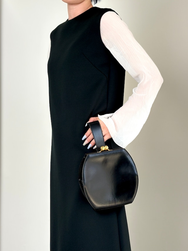 CELINE セリーヌ ハンドバッグ ブラック レザー がま口 ワンハンドル vintage ヴィンテージ オールド sip54y