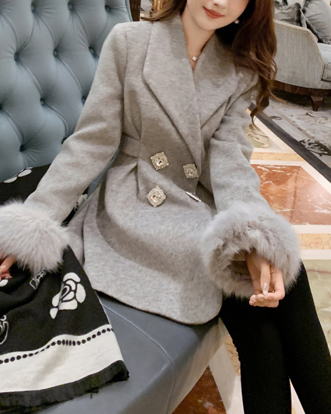 Stellina Biancaコート　6Y Stellina Bianca coat ノーカラー コート ベージュ Stellina Bianca