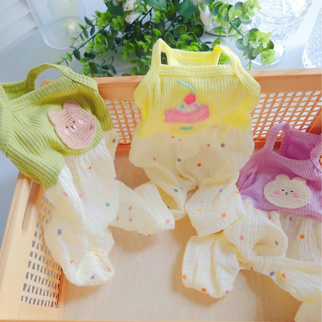 犬服 ラビ子×イエロー系 スカート付き SSサイズ フリース ものたりない 