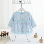 リボンが可愛い前ボタンワンピース(ブルー)