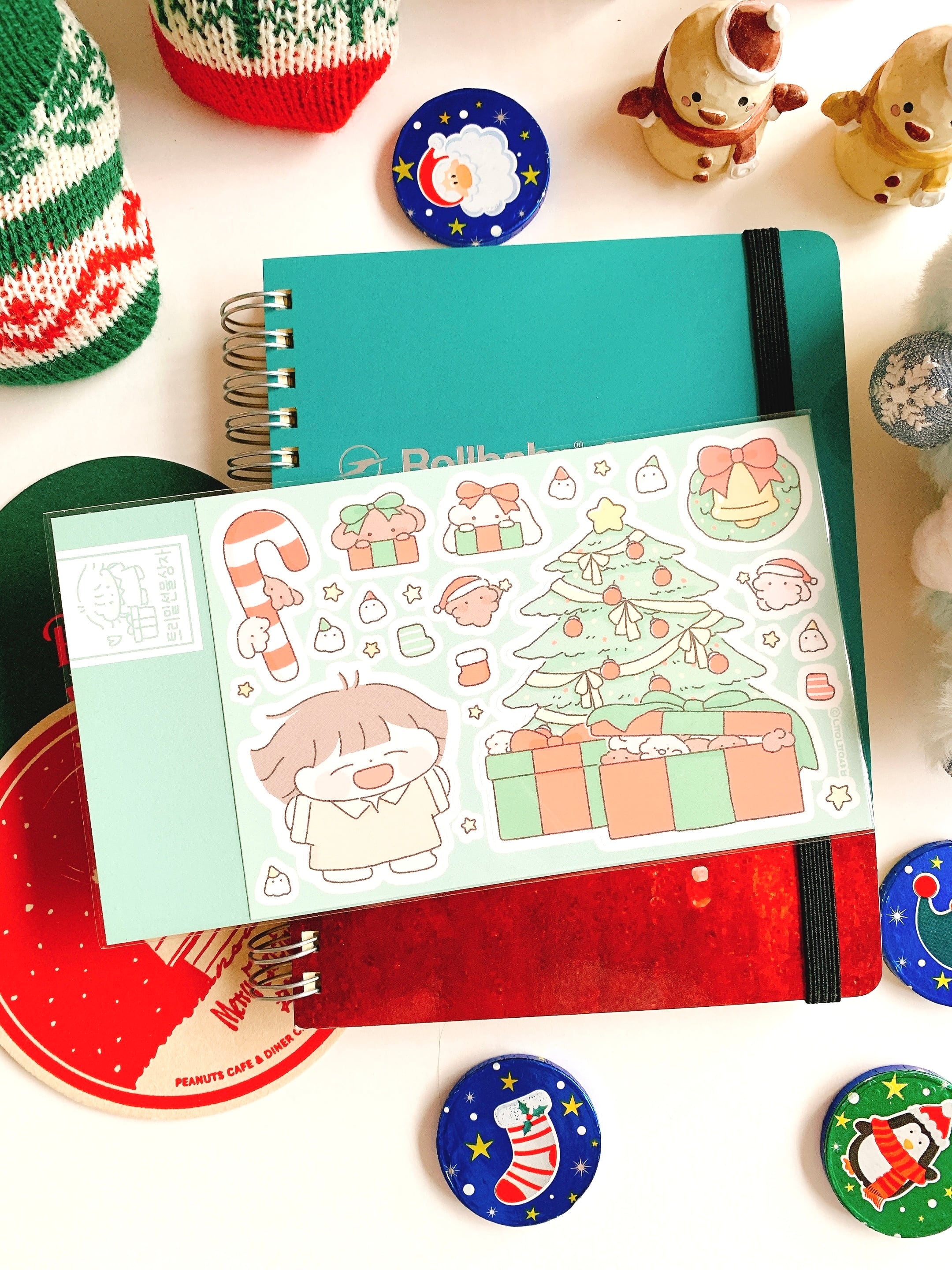 韓国作家、韓国シール【ニュンニュンショップ】ツリー下のプレゼント