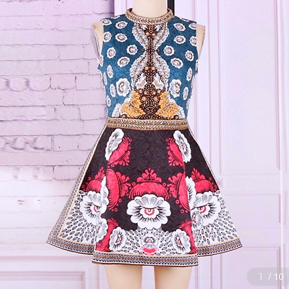 花柄.ビーズ.ジャガードドレス | 9Style