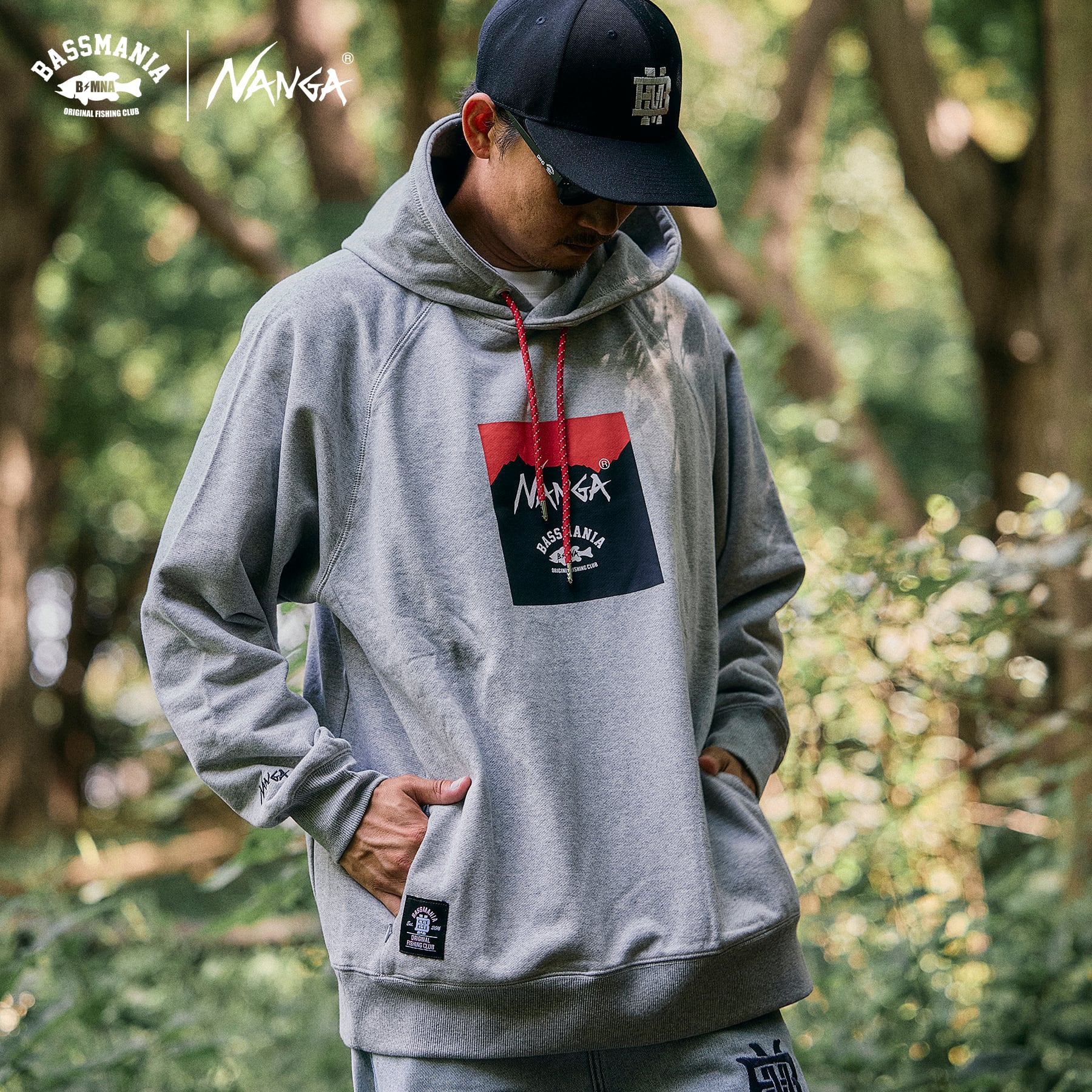 NANGA×BASSMANIA】コラボデザインフーディー ［GRY］［限定生産