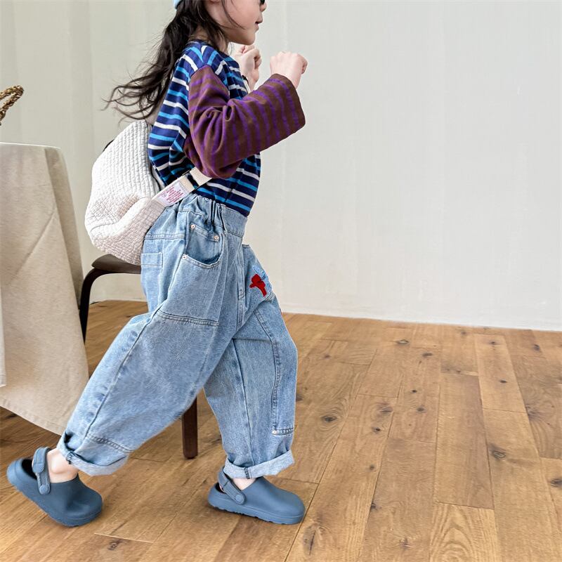 取寄》 気分屋ゾウさんワッペンデニムパンツ （全2色） ADBB 2024夏