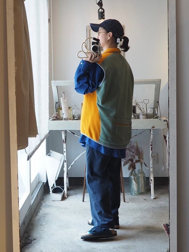 1990’s~ USA Patagonia Fleece Vest Mango × Olive／XL