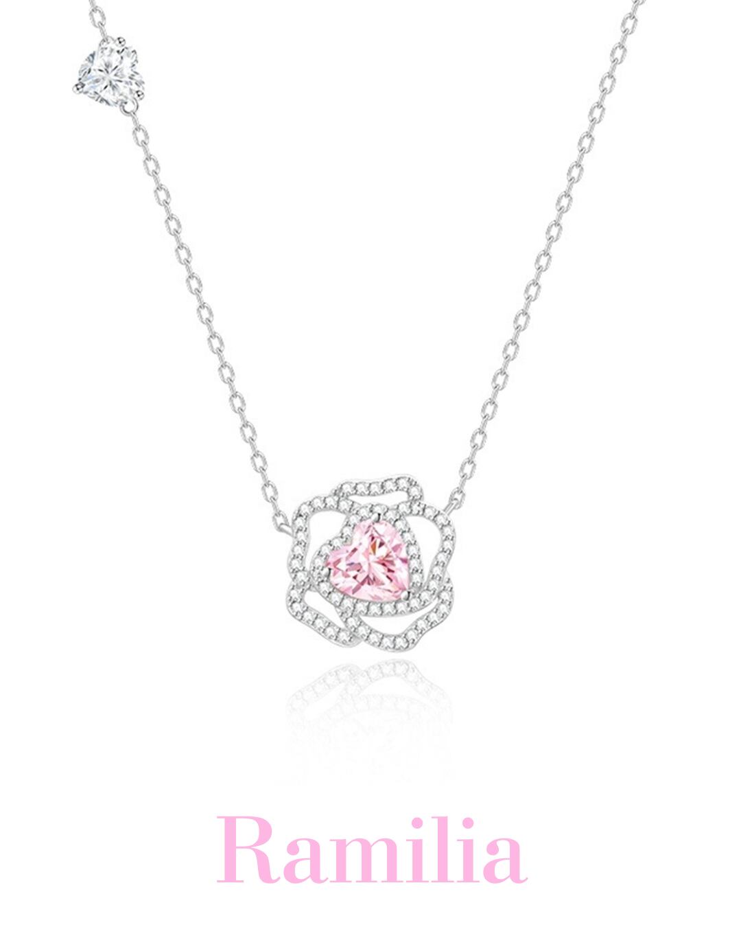 ローズピンクハートネックレス R2406018