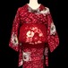 名古屋帯 なごや帯 中古 赤 花文様 リサイクル帯 帯 カジュアル着物 リサイクル着物 きもの 着物 kimono