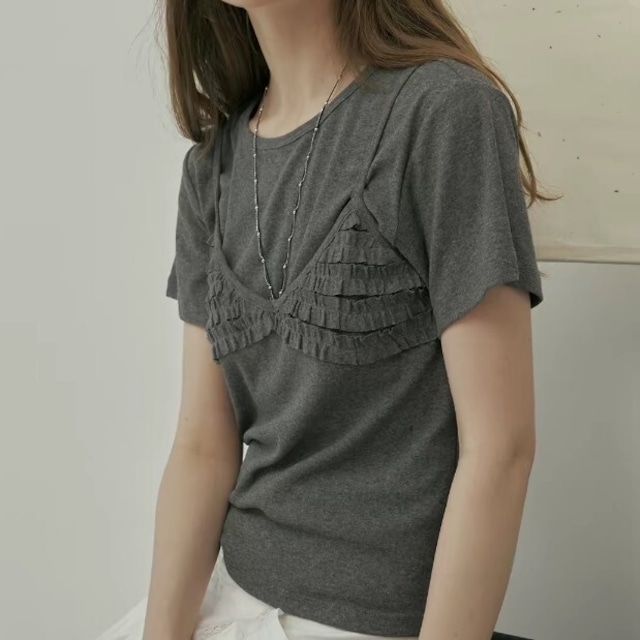 2ピース フリルキャミソール  Tシャツ  L1405