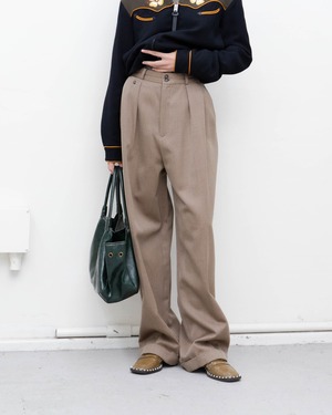 1980s Ralph Lauren - tucked wide gaberdine trousers