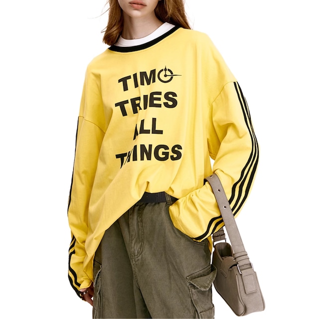alphabetic yellow long tee　英字イエローロングティー　J0278