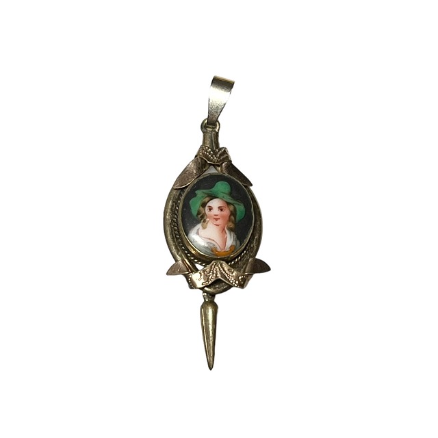 antique metal miniature pendant