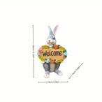 ラビットウェルカム像 ２色展開 ホワイト イエロー イースターバニー アウトドア ガーデンレジンクラフト アートオーナメント ランドスケーピング DIYガーデン彫刻 ヤードローンホームデコレーション