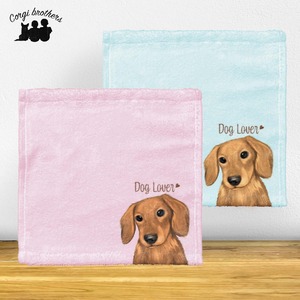 【 ダックスフンド 水彩画風 毛色7色 】 タオルハンカチ ピンク&ブルー2枚セット 犬 うちの子 プレゼント