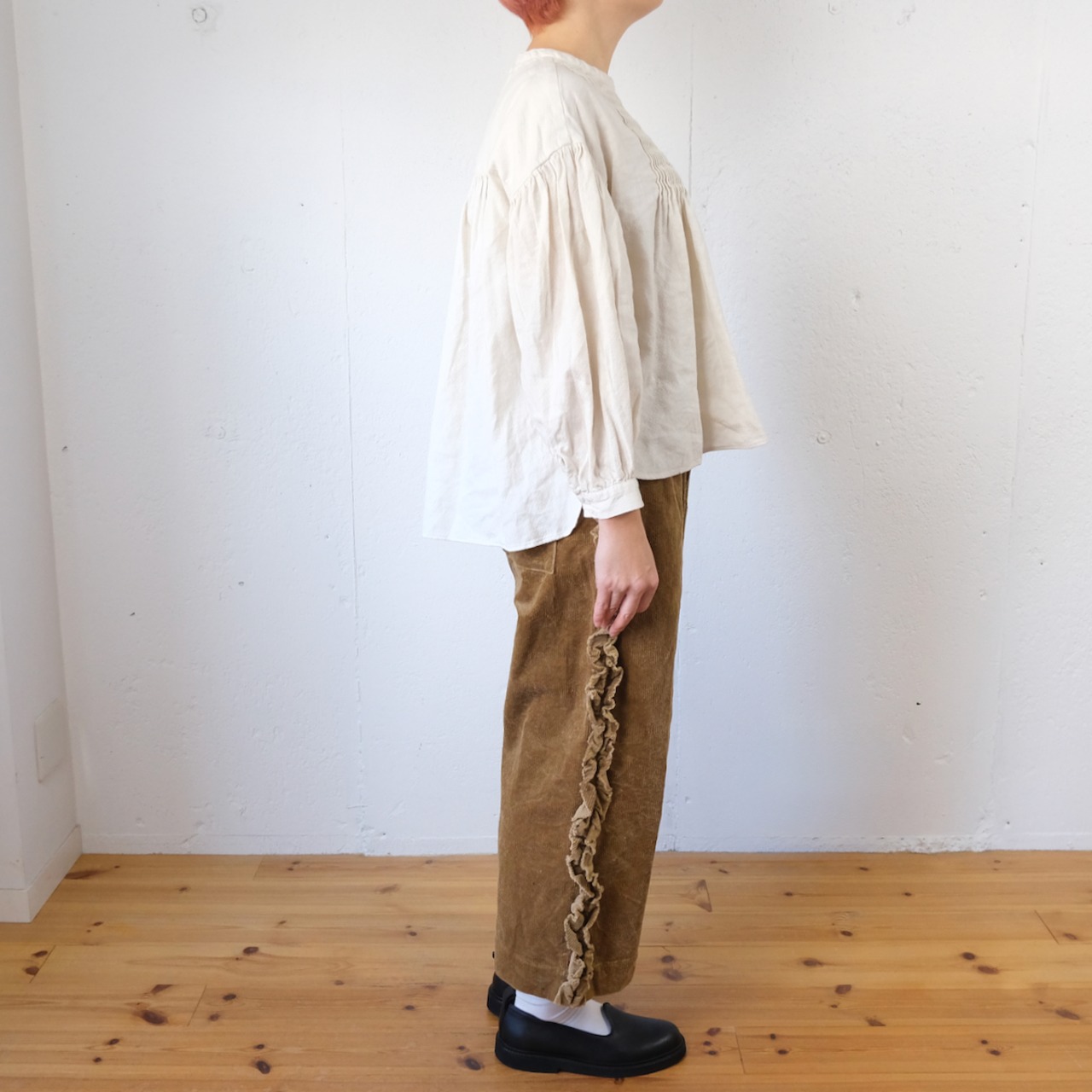 Gauze# (ガーゼ) ANTIQUE JACQUARD PINTUCK BLOUSE アンティークジャガードピンタックブラウス G1112(アンティークホワイト)