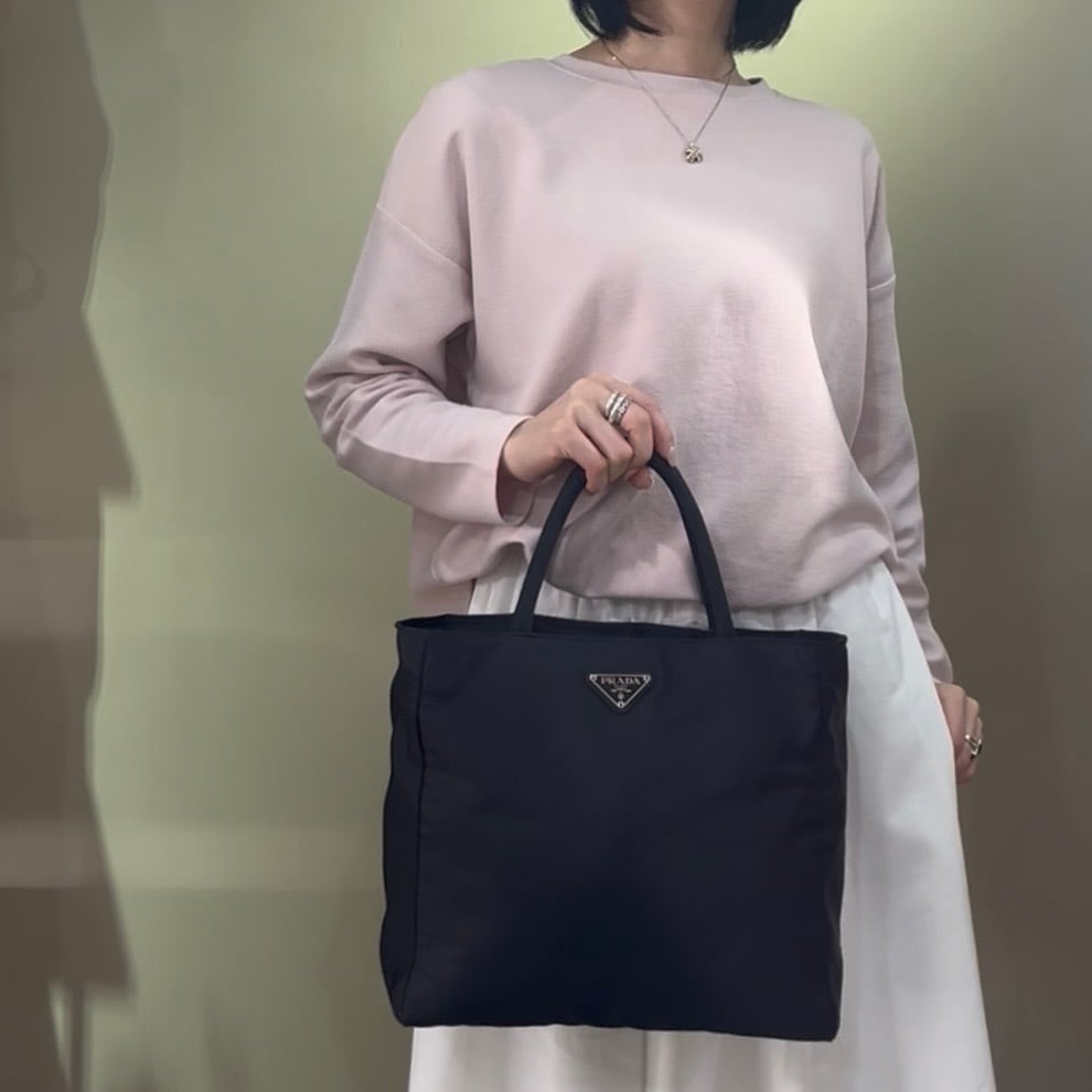 PRADA 】1313 プラダ ナイロン 三角プレートトートハンドバック