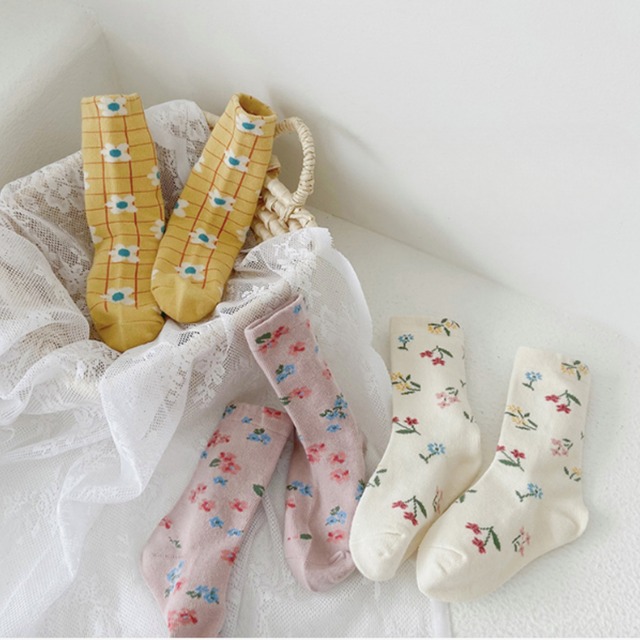 【即納】ガーリーフラワーソックス 3足セット