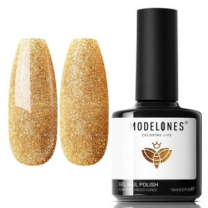 【新着特価】Modelones ジェルネイル シアーカラージェル 単色 透明感ある 15ml UV/LED対応 初心者＆プロ適用 ポリッシュタイプ セルフネイル ゴールド