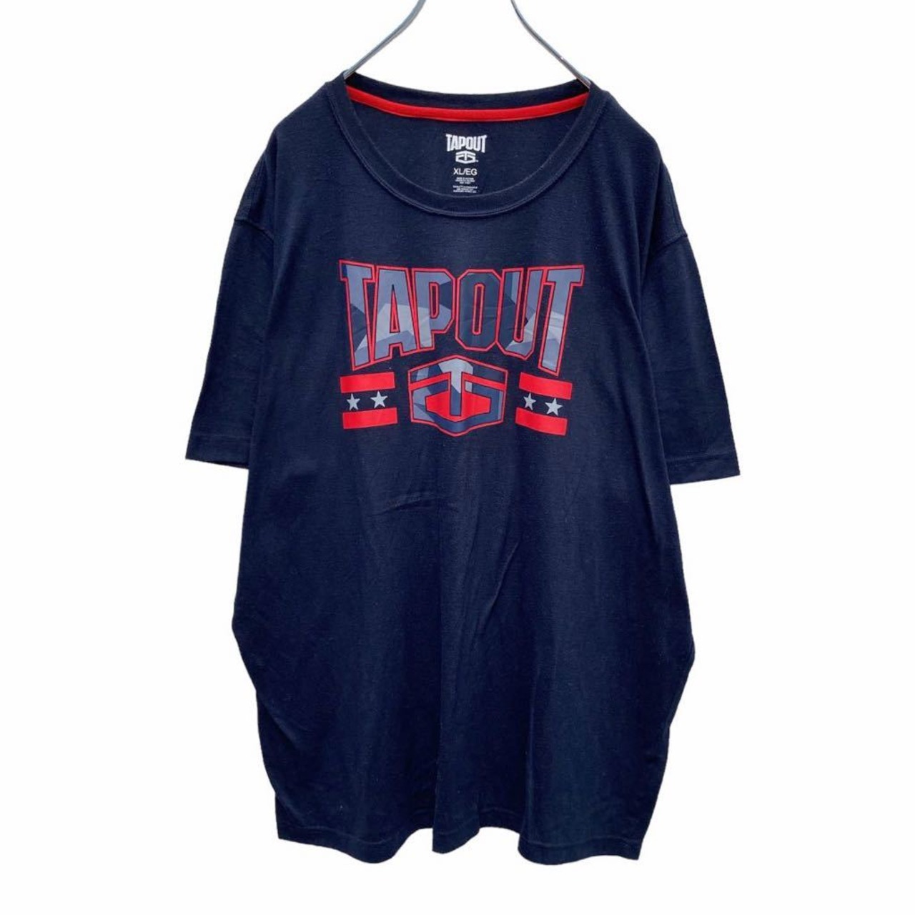 TAPOUT 半袖 プリント Tシャツ XL ネイビー レッド タップアウト 