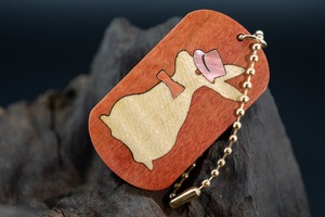 【桃色の象牙肌】 ピンクアイボリー ドッグタグ 象嵌 三月ウサギ