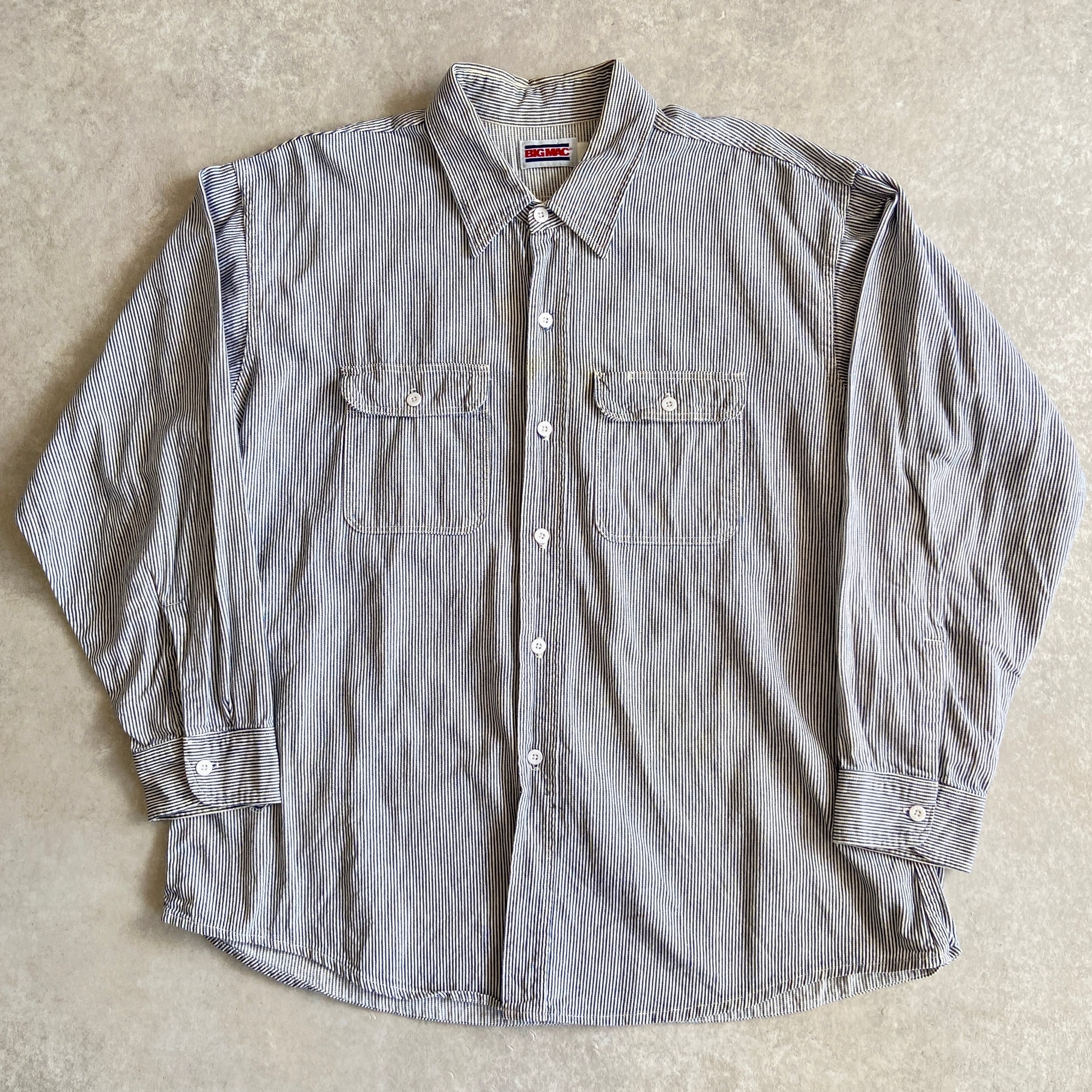 1990s BIG MAC Hickory Work Shirt XXL Made in USA H628