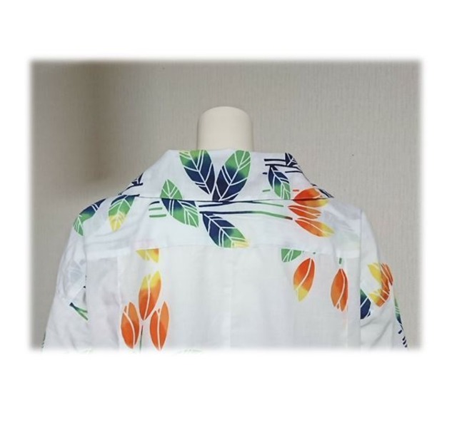 5 浴衣リメイクａラインシャツワンピース 白 花 ｉｌｉｋａ ｄｅｓｉｇｎｓ