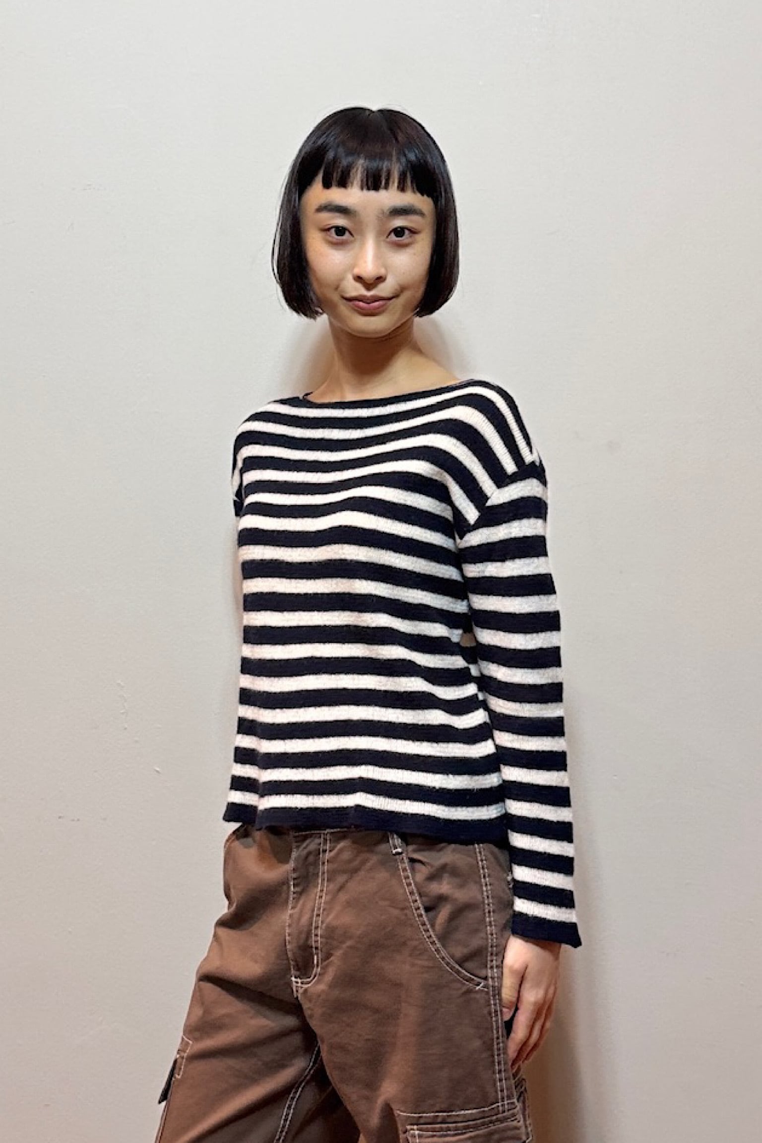 miumiu ネイビーボーダーフリースウールニット | DROOMTUIN_VINTAGE