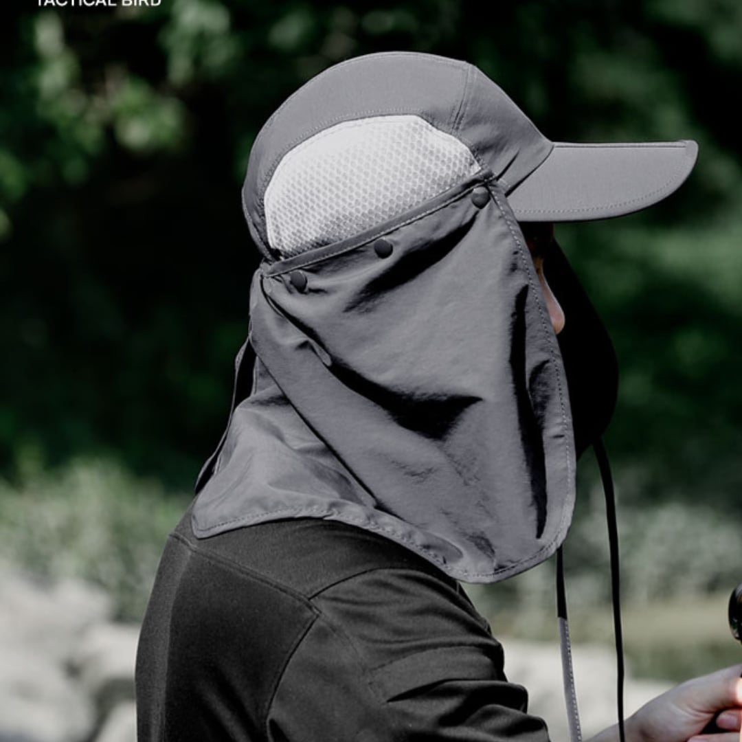 メッシュパネル付きサンバイザーキャップネックカバー付き A18410