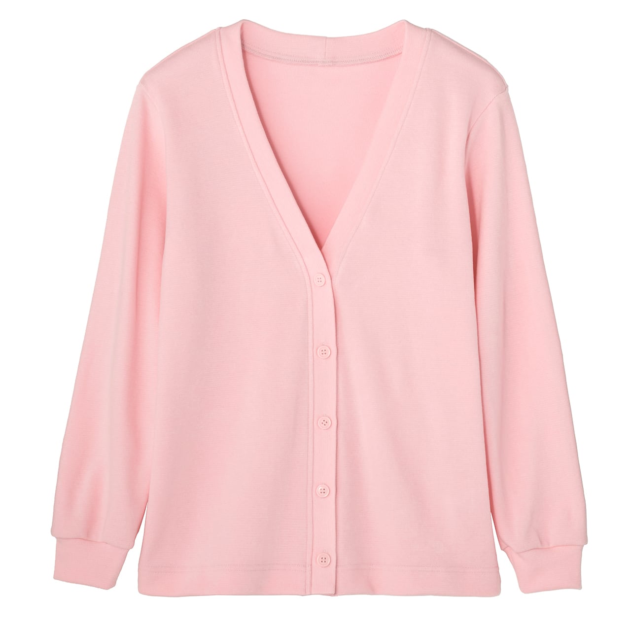 FY-2350【サーモンピンク】Vネックソフトサーモあったかカーディガン