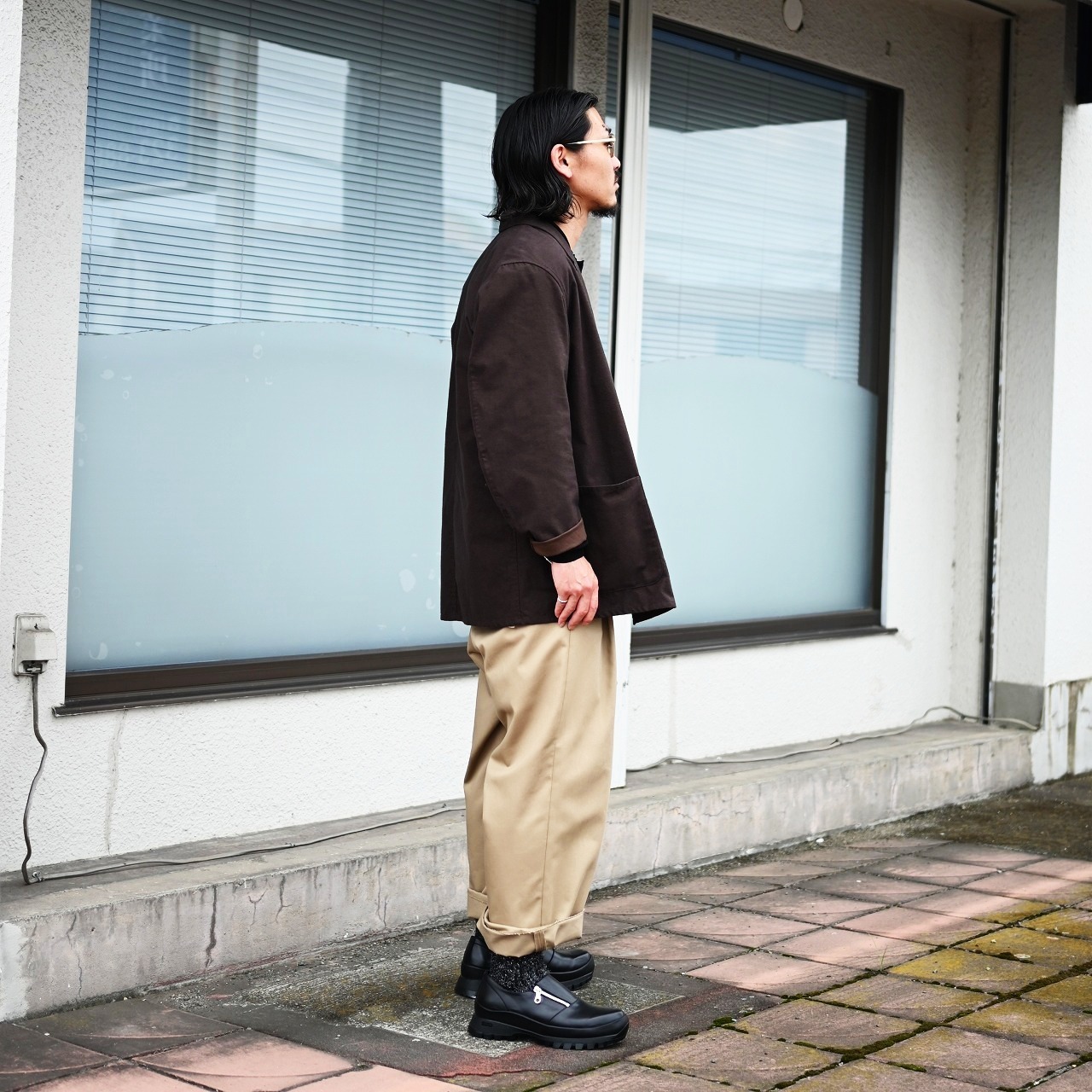 THEDAY(ザデイ）BRUSHED COTTON JACKETベージュカラーstyle