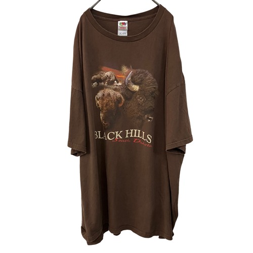 『Bison animal design big silhouette over size T-shirt』USED 古着 バイソン アニマル 動物 ビッグ シルエット オーバー サイズ Tシャツ