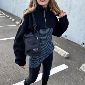 zipup fleece layer tops／black