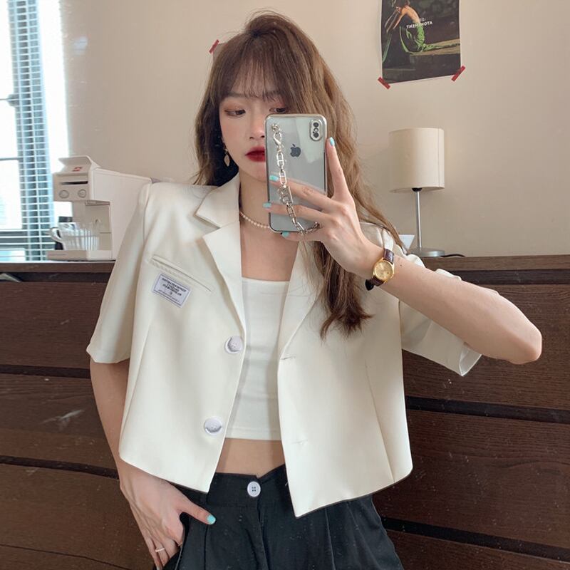 スタイルショートシャツ ジャケット サマーホワイトトップス 夏物 試着室67355848551