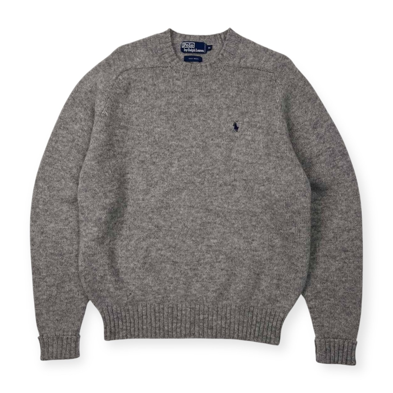 90s Polo Ralph Lauren ラルフローレン ワンポイント刺繍 ウールニットセーター サイズ M /グレー/ビンテージ