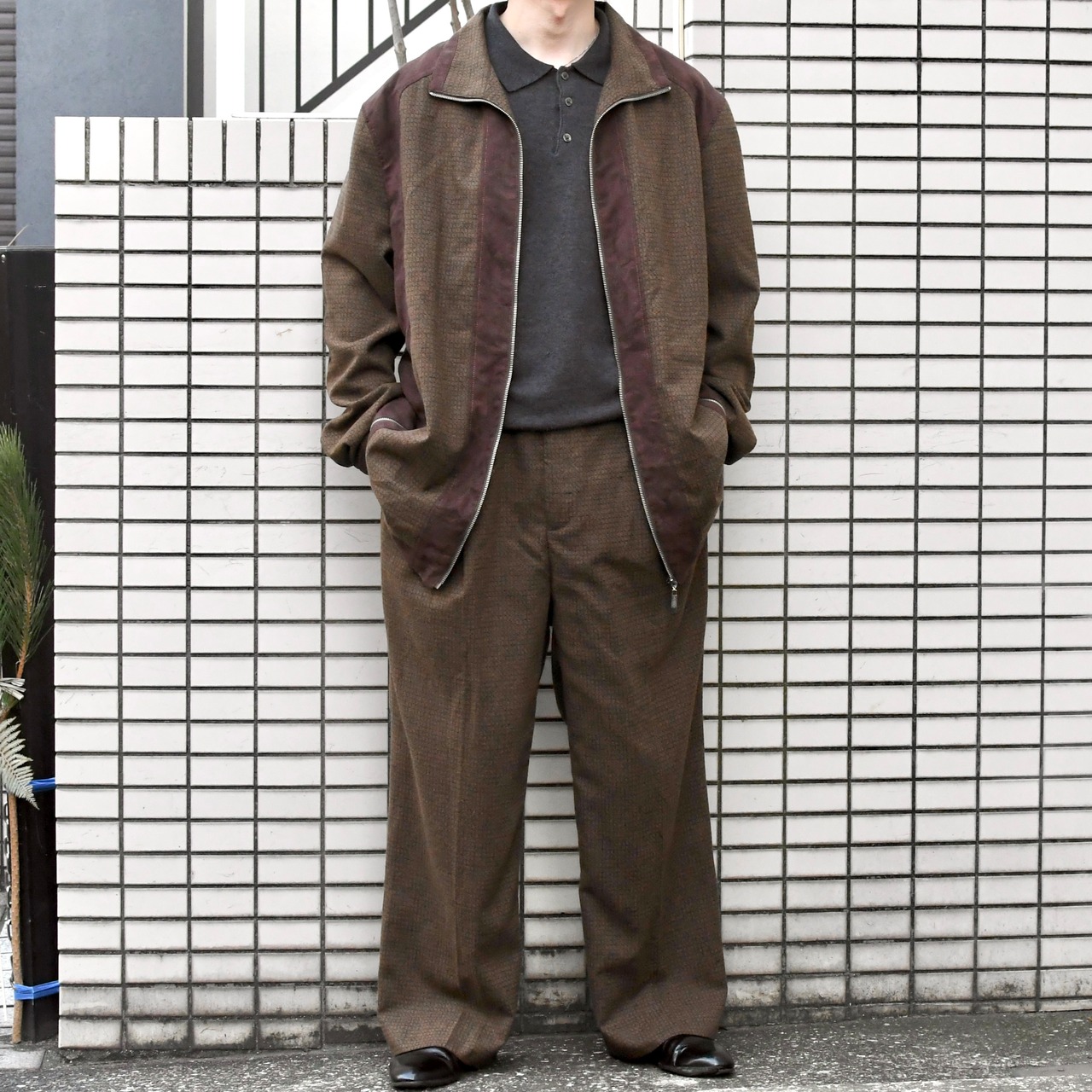 special switching design blouson × wide slacks set up